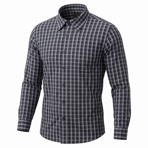 F/X Fusion Long Sleeve Fineline Check Shirt in Grey