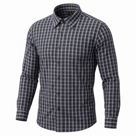 F/X Fusion Long Sleeve Fineline Check Shirt in Grey - Big Sizes