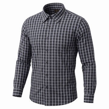 F/X Fusion Long Sleeve Fineline Check Shirt in Grey - Big Sizes