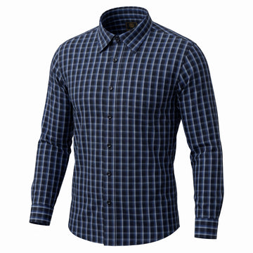 F/X Fusion Long Sleeve Fineline Check Shirt in Royal - Tall Sizes