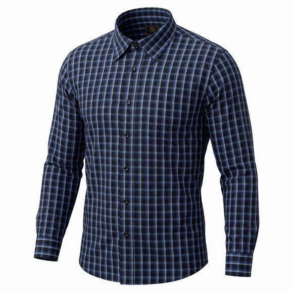 F/X Fusion Long Sleeve Fineline Check Shirt in Royal