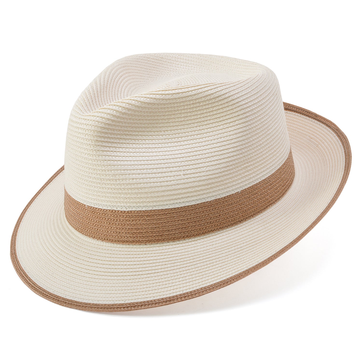 Dobbs Thumbs Up Milan Straw Hat in Ivory/Cognac