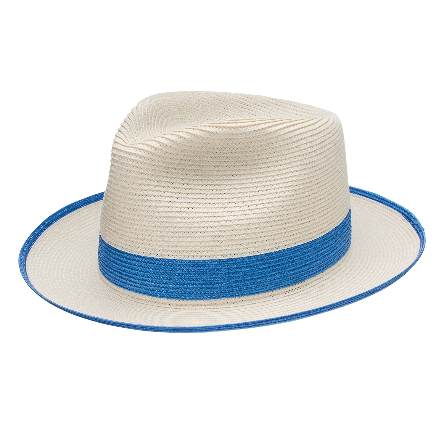 Dobbs Thumbs Up Milan Straw Hat in Ivory/Royal