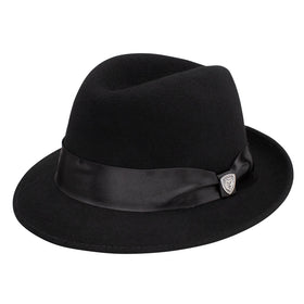 Dobbs Wool Felt Boulevard Fedora Hat in Black