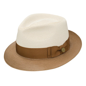 Stetson Duetoni Straw Hat in Beige/Cognac - Size Large