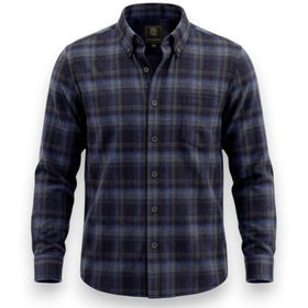 F/X Fusion Long Sleeve CVC Flannel Shirt in Navy / Olive - Big Sizes