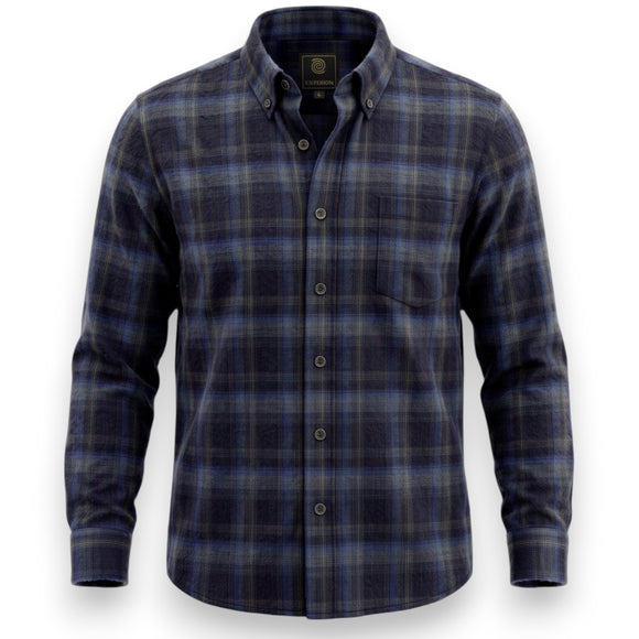 F/X Fusion Long Sleeve CVC Flannel Shirt in Navy / Olive - Tall Sizes