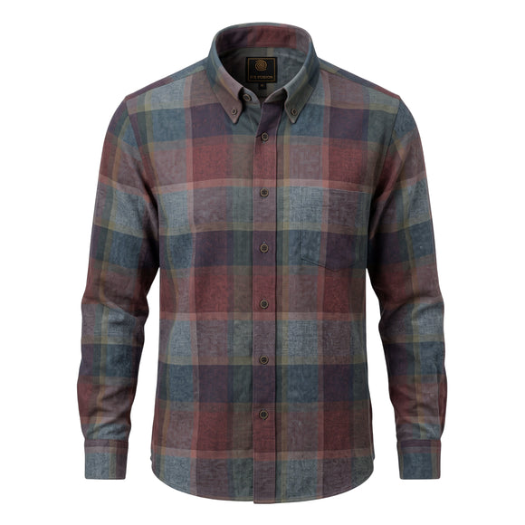 F/X Fusion Long Sleeve CVC Flannel Shirt in Burgundy