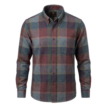 F/X Fusion Long Sleeve CVC Flannel Shirt in Burgundy - Big Sizes
