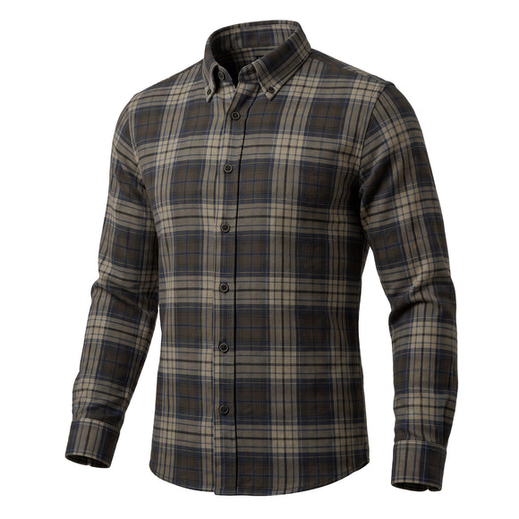 F/X Fusion Long Sleeve CVC Flannel Shirt in Loden / Indigo - Big Sizes