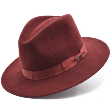 Stetson Wool Felt Markham Pinch Front Cowboy Hat in Burgundy