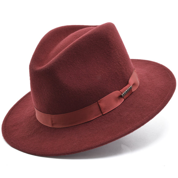Stetson Wool Felt Markham Pinch Front Cowboy Hat in Burgundy