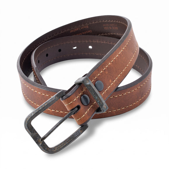 Lejon Granada Full Grain Bison Belts in Brown