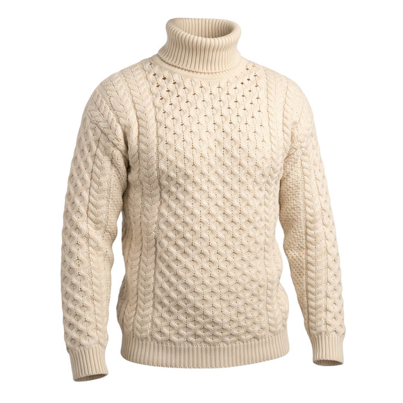 West End Carrick Merino Roll Neck Sweater in Natural