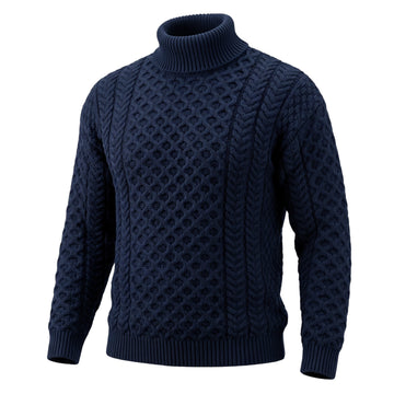 West End Carrick Merino Roll Neck Sweater in Navy