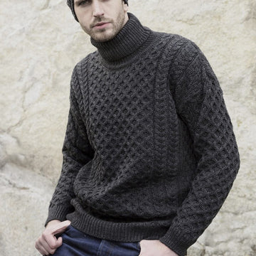 West End Carrick Merino Roll Neck Sweater in Charcoal