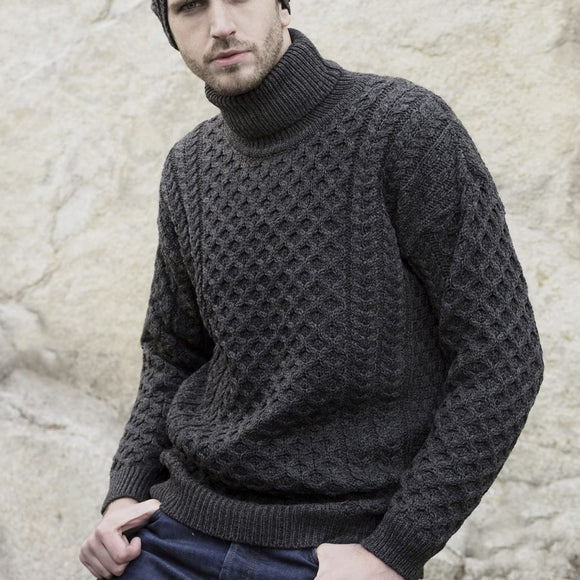 West End Carrick Merino Roll Neck Sweater in Charcoal