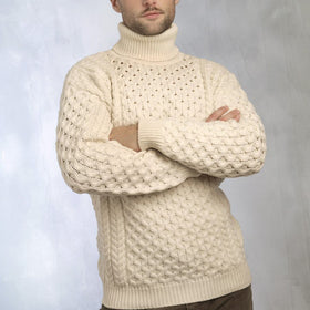 West End Carrick Merino Roll Neck Sweater in Natural