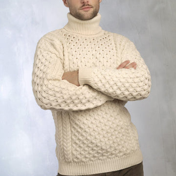 West End Carrick Merino Roll Neck Sweater in Natural
