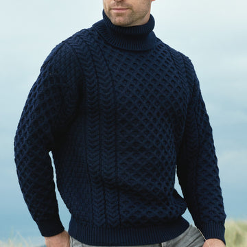 West End Carrick Merino Roll Neck Sweater in Navy