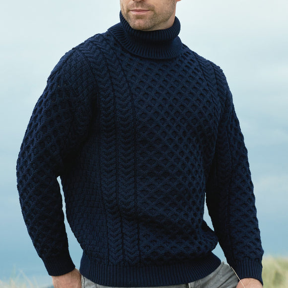 West End Carrick Merino Roll Neck Sweater in Navy