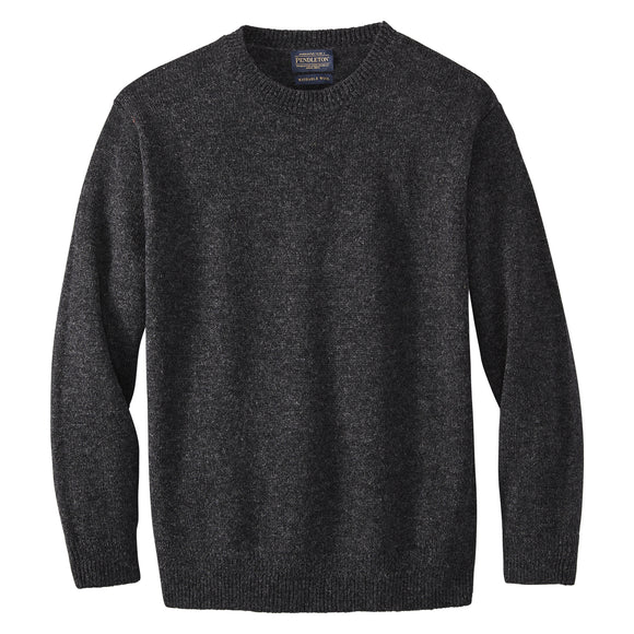 Pendleton Shetland Wool Crew Sweater in Black Heather