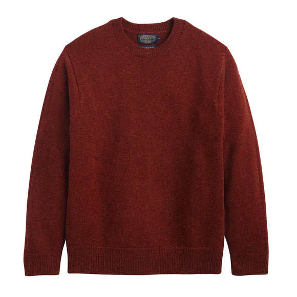 Pendleton Shetland Wool Crew in Dark Red Heather
