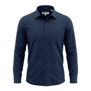 Ridge Stitch Long Sleeve Sport Shirt in Navy