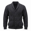 West End Kerry Aran Button Cardigan Sweater in Charcoal-1