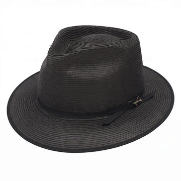 Stetson Stratoliner Milan Straw Fedora Hat in Black
