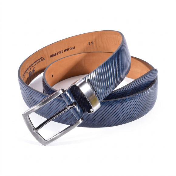 Remo Tulliani Calfskin Leather Sylvio Belt in Navy