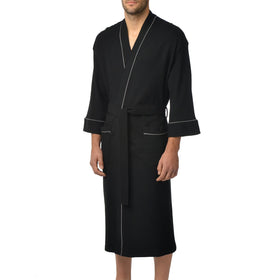 Majestic Waffle Knit Robe in Black - Regulars