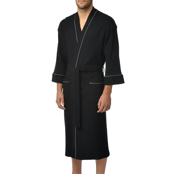 Majestic Waffle Knit Robe in Black - Big & Tall