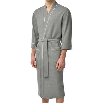 Majestic Waffle Knit Robe in Fog - Big & Tall