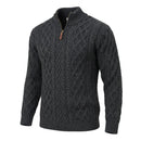 West End Half Zip Aran Sweater in Charcoal-1