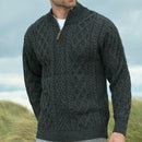 West End Half Zip Aran Sweater in Charcoal-2