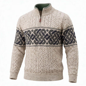 West End Half Zip Merino Wool Jacquard Sweater