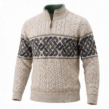 West End Half Zip Merino Wool Jacquard Sweater