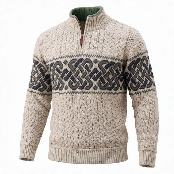 West End Half Zip Merino Wool Jacquard Sweater