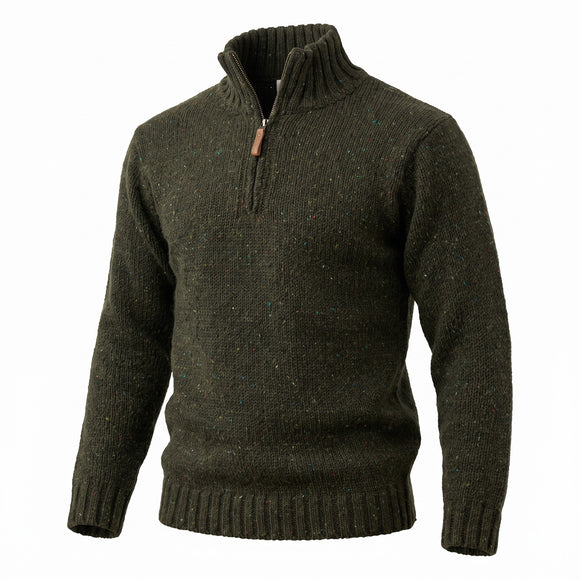 West End Kilcar Half Zip Sweater in Forest Green