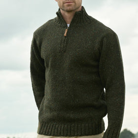 West End Kilcar Half Zip Sweater in Forest Green