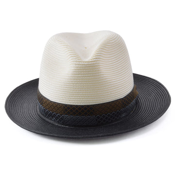 Stetson Andover Florentine Milan Straw Hat in Ivory/Black - 0