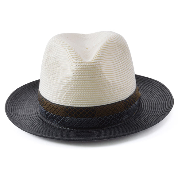 Stetson Andover Florentine Milan Straw Hat in Ivory/Black