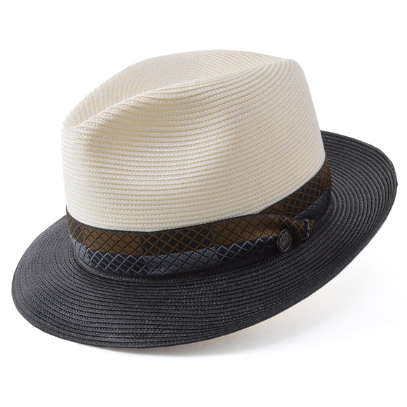 Stetson Andover Florentine Milan Straw Hat in Ivory/Black