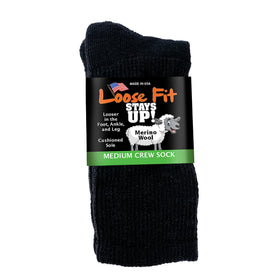 Loose Fit Merino Wool Sock in Black - Medium