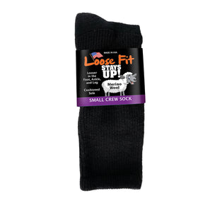 Loose Fit Merino Wool Sock in Black - Small