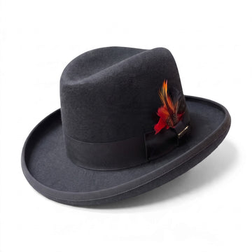 Ferrecci 100% Wool Godfather Homburg Hat in Black