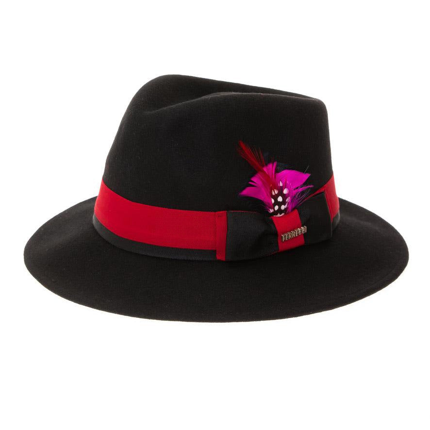 Ferrecci Crushable Wool Grayson Hat in Black/Red