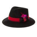 Ferrecci Crushable Wool Grayson Hat in Black/Red-1