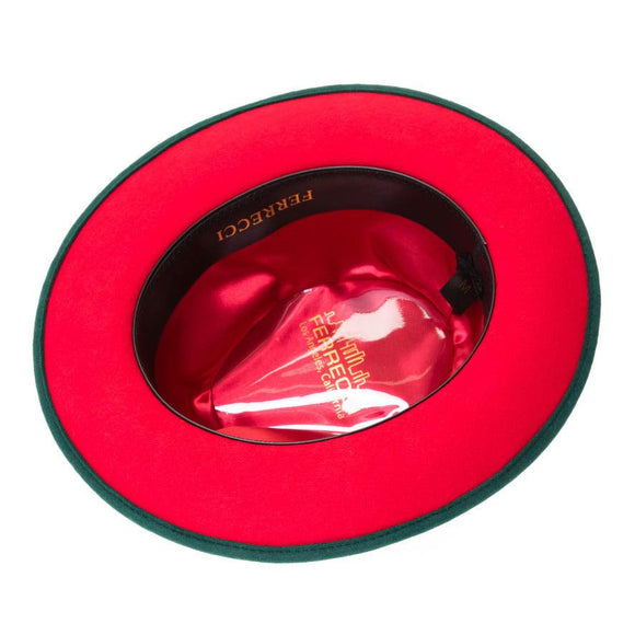 Ferrecci Crushable Wool Grayson Hat in Hunter/Red